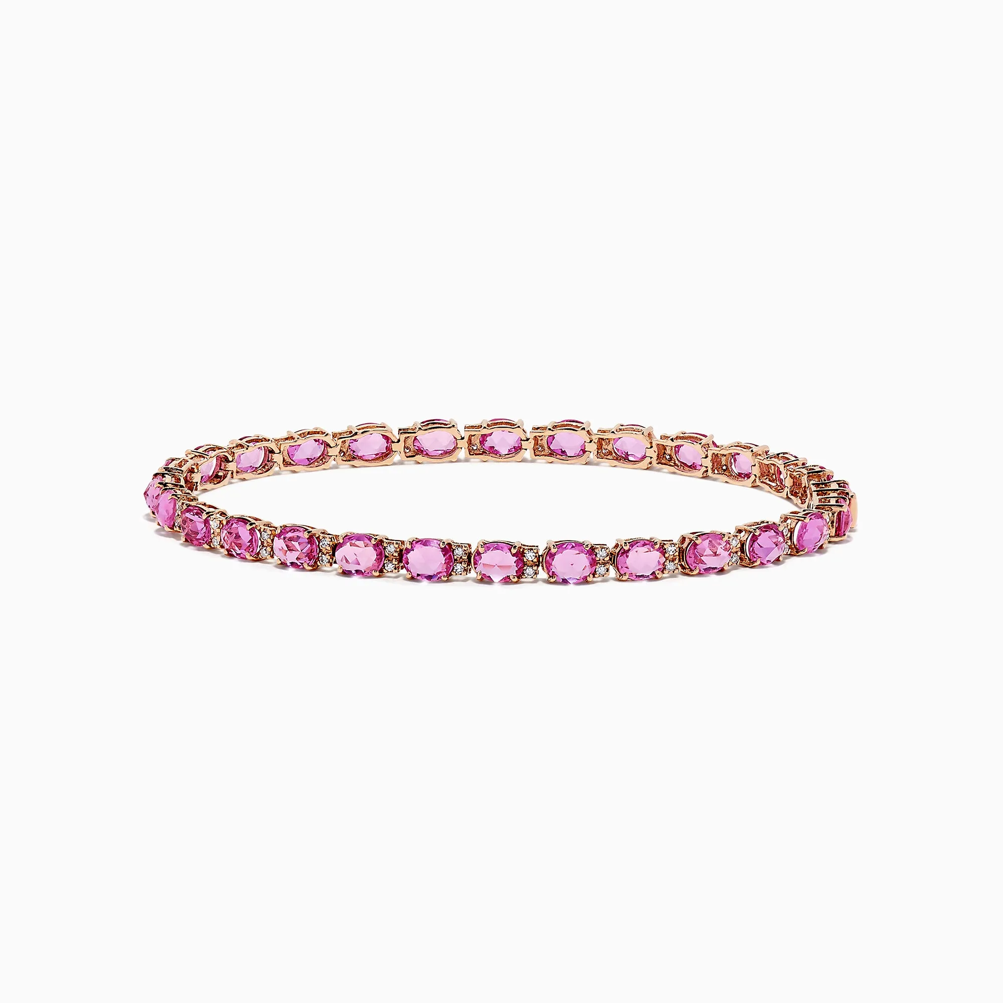 14K Rose Gold Pink Sapphire and Diamond Tennis Bracelet, 9.03 TCW sold by Effy