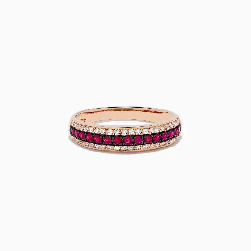 Ruby Royale 14K Rose Gold Pave Ruby and Diamond Band, 0.38 TCW sold by Effy
