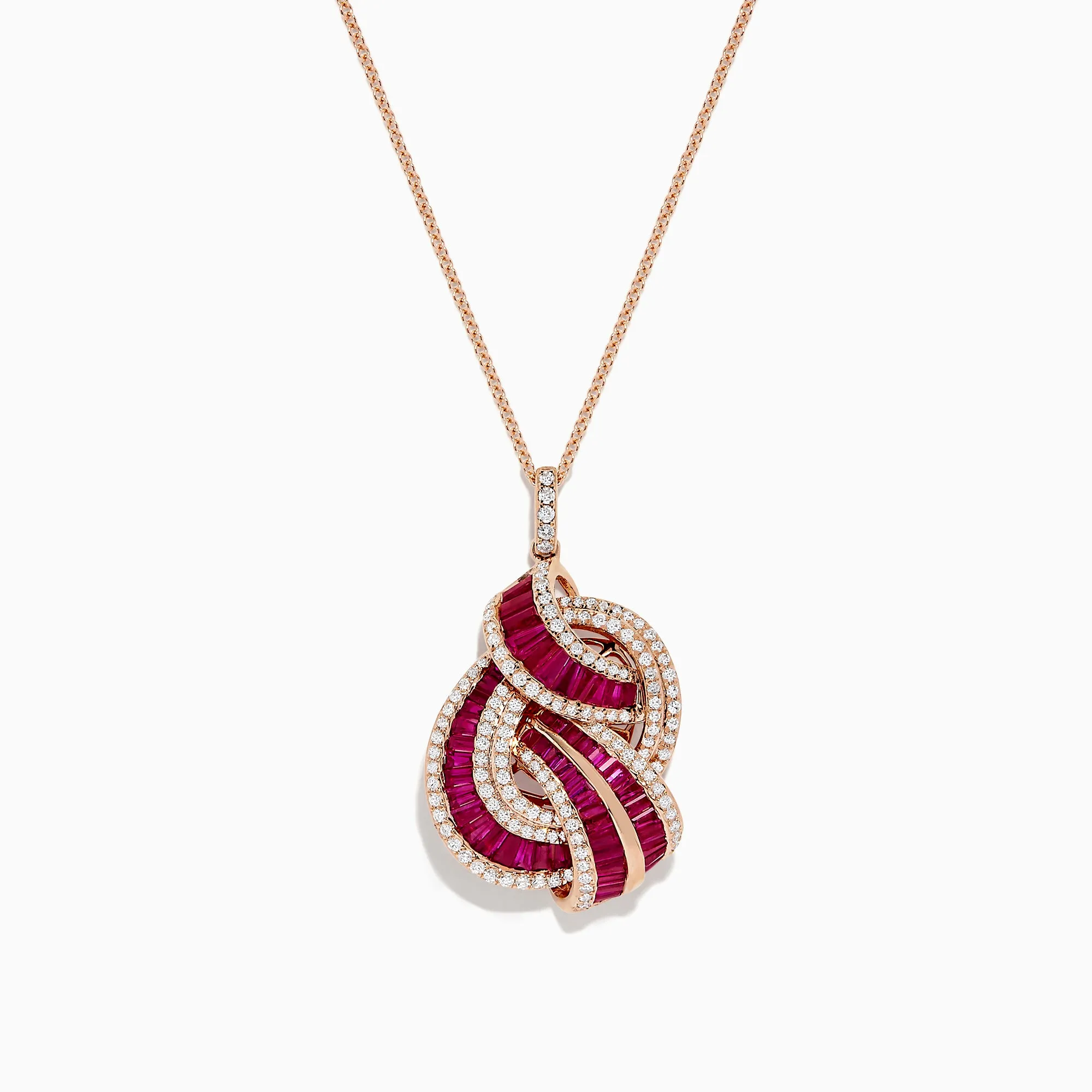 Ruby Royale 14K Rose Gold Ruby and Diamond Intertwined Pendant, 2.83 TCW sold by Effy