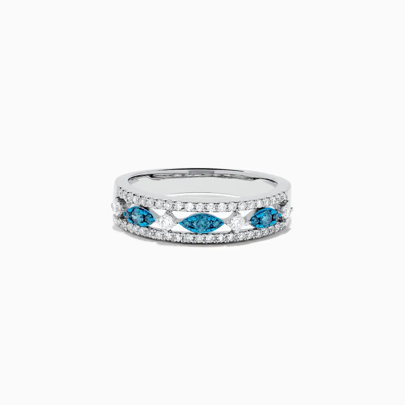 Bella Bleu 14K White Gold Blue and White Diamond Ring, 0.42 TCW sold by Effy
