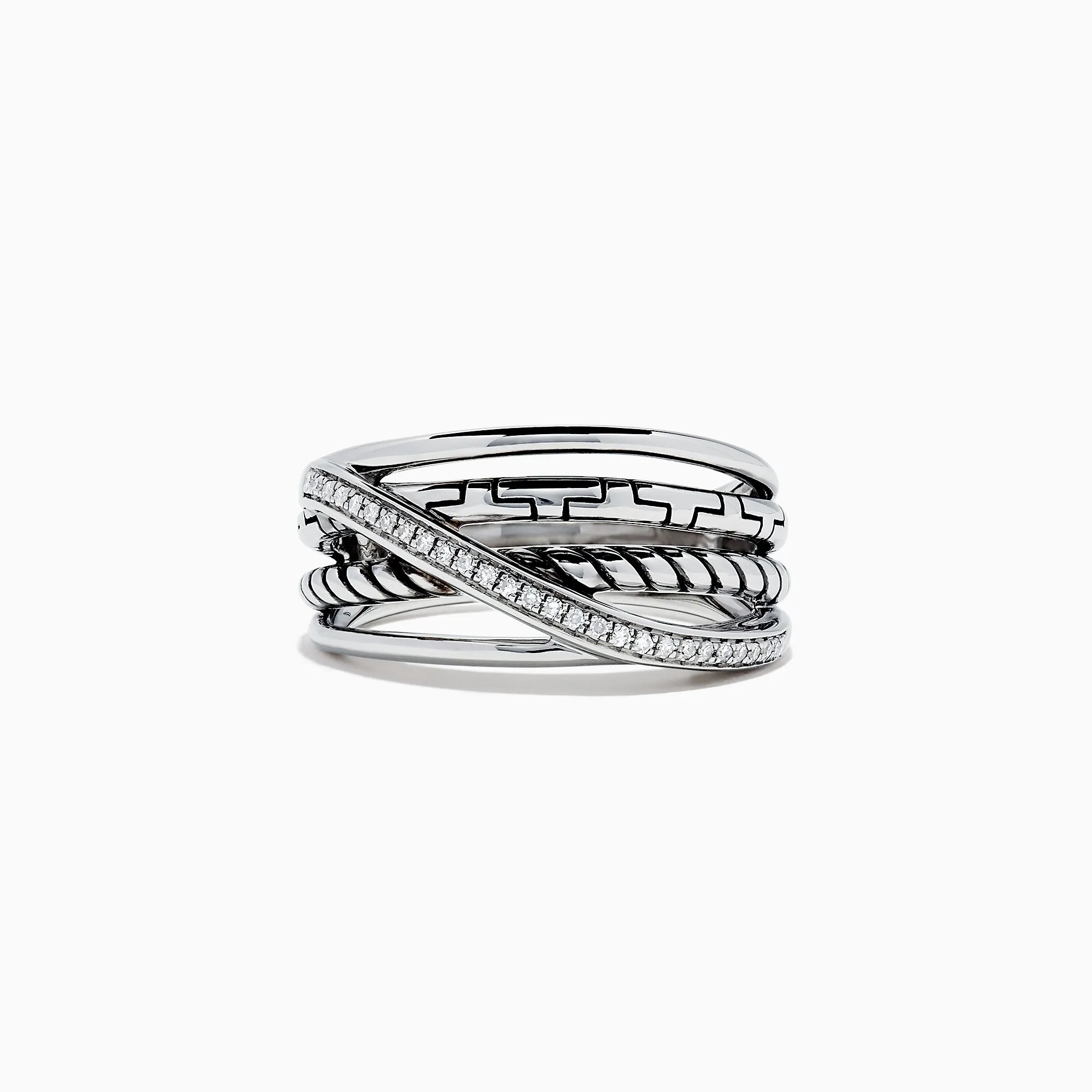 925 Sterling Silver Diamond Crossover Ring, 0.08 TCW sold by Effy