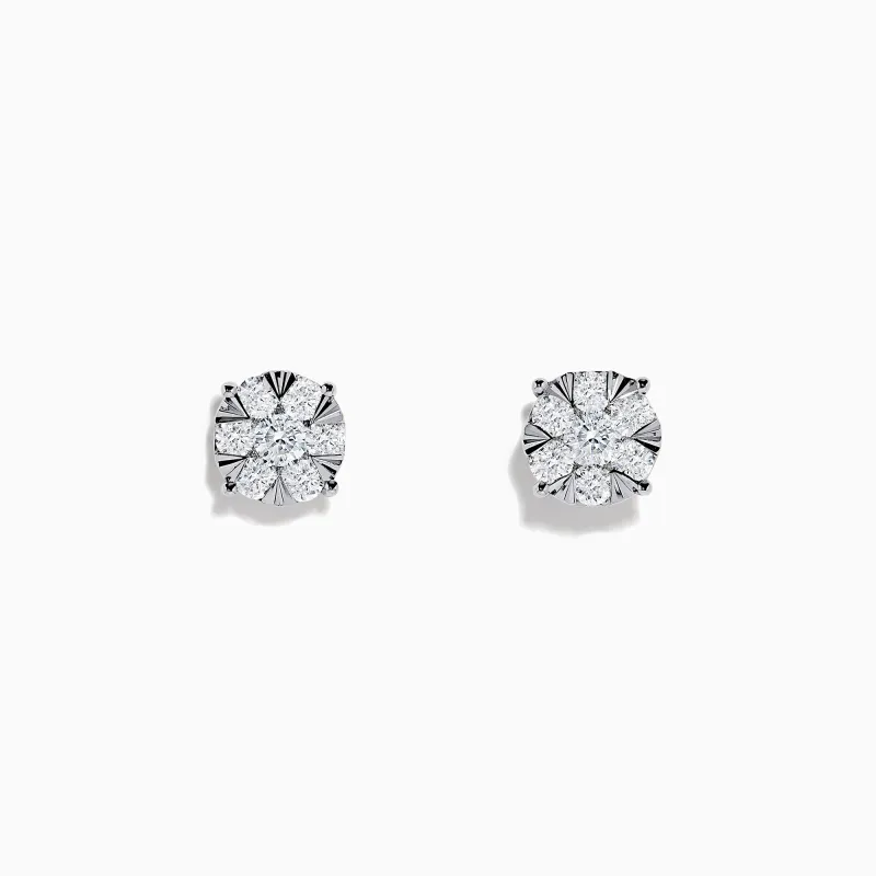 14K White Gold Diamond Cluster Stud Earrings, 1.01 TCW sold by Effy