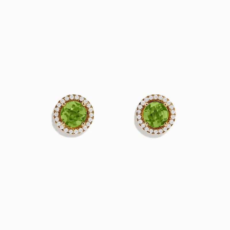 14k Yellow Gold Peridot and Diamond Stud Earrings, 2.21 TCW sold by Effy