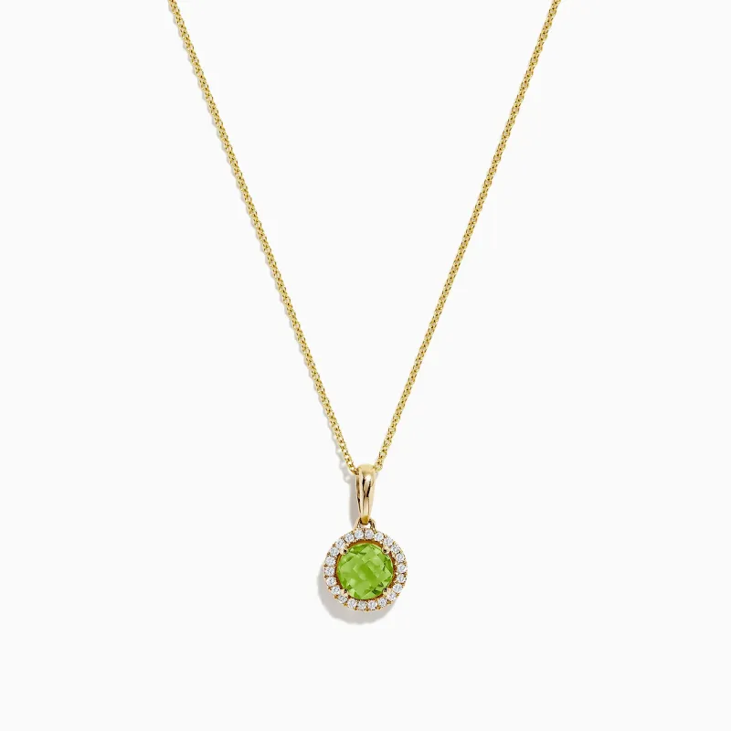 14K Yellow Gold Peridot and Diamond Pendant, 1.10 TCW sold by Effy