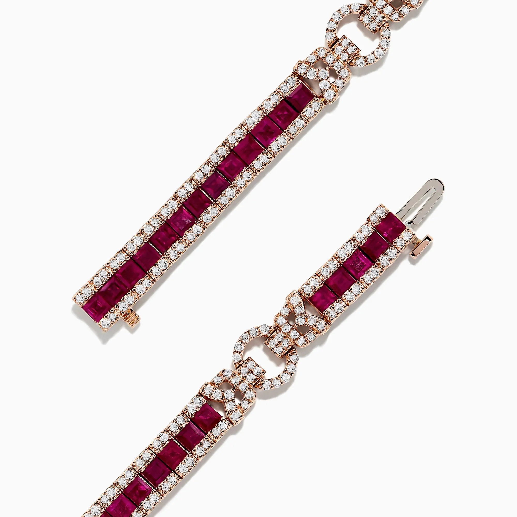 Ruby Royale 14K Rose Gold Princess Cut Ruby and Diamond Tennis Bracelet, 7.66 TCW sold by Effy product image thumbnail 2