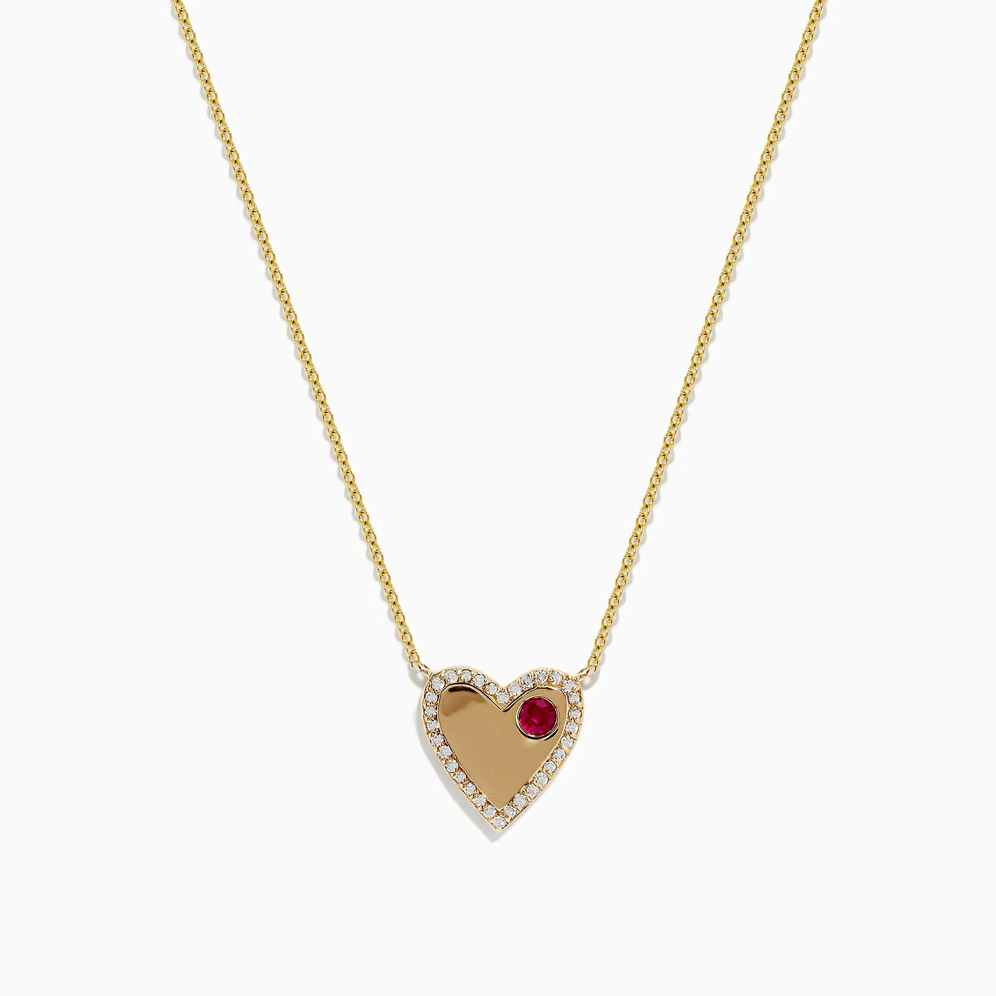 Novelty 14K Yellow Gold Ruby and Diamond Heart Necklace, 0.29 TCW sold by Effy