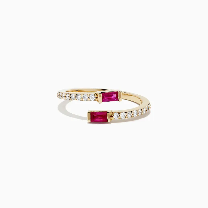 Ruby Royale 14K Yellow Gold Ruby and Diamond Bypass Ring, 0.52 TCW sold by Effy