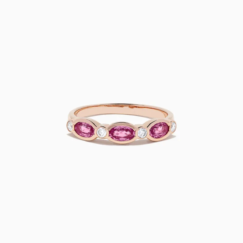 14K Rose Gold Pink Sapphire and Diamond Ring, 0.88 TCW sold by Effy