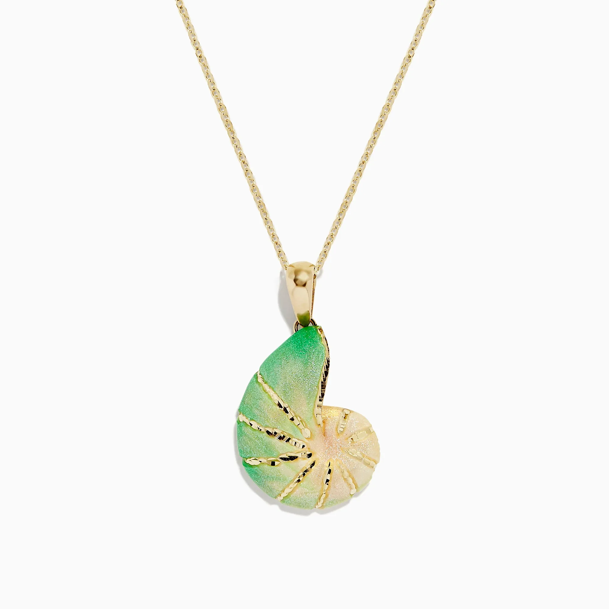 Seaside 14K Yellow Gold Green Swirl Shell Pendant sold by Effy
