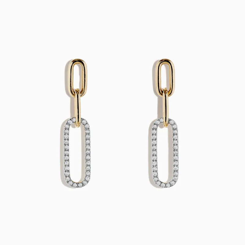 D'Oro 14K Yellow Gold Diamond Paperclip Earrings, 0.29 TCW sold by Effy