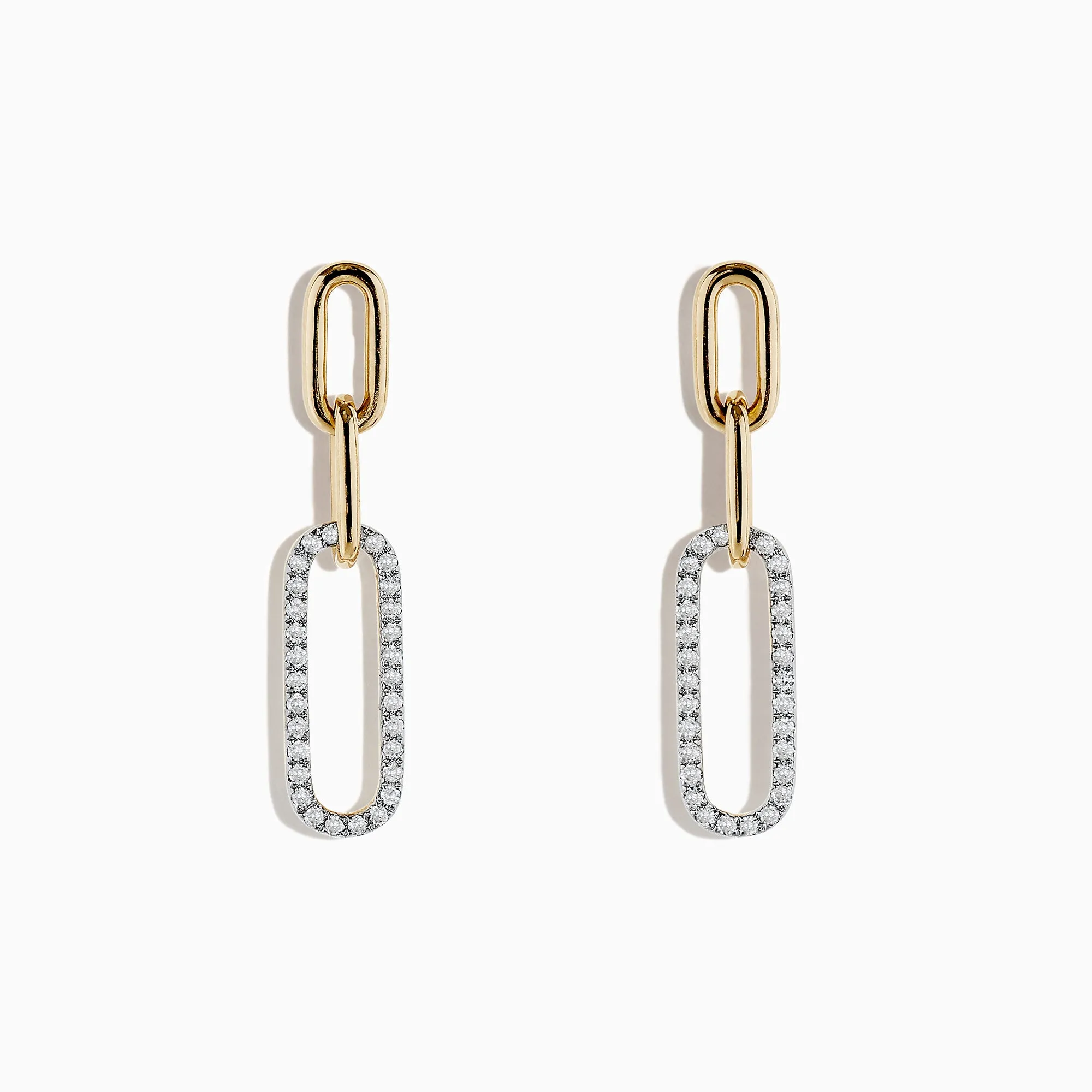 D'Oro 14K Yellow Gold Diamond Paperclip Earrings, 0.29 TCW sold by Effy
