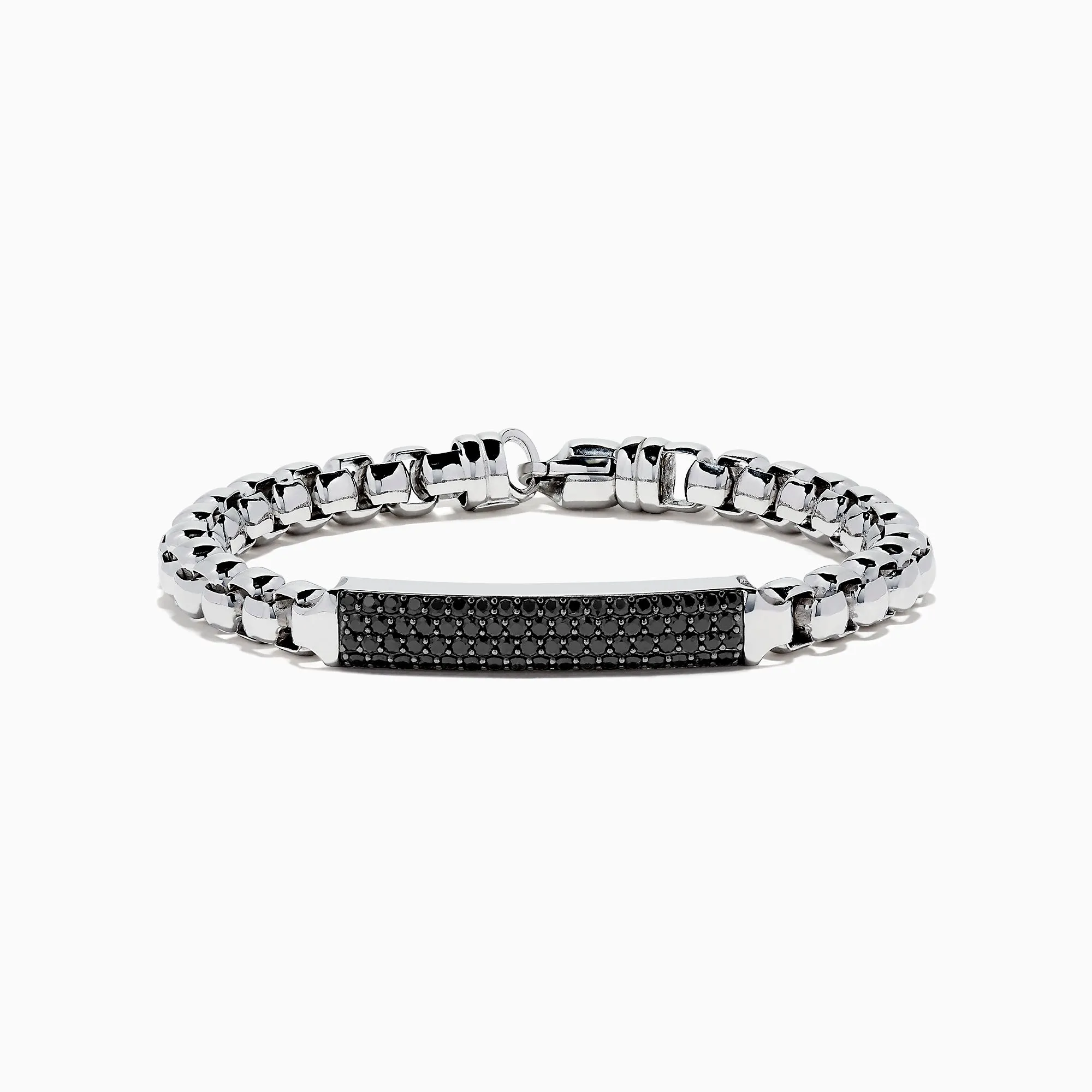 Men's 925 Sterling Silver Chian Link Black Spinel Bracelet, 3.15 TCW sold by Effy