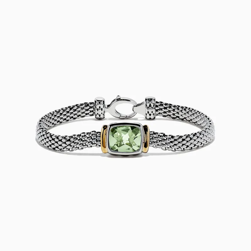 925 Sterling Silver & 18K Gold Green Amethyst Bracelet, 4.70 TCW sold by Effy