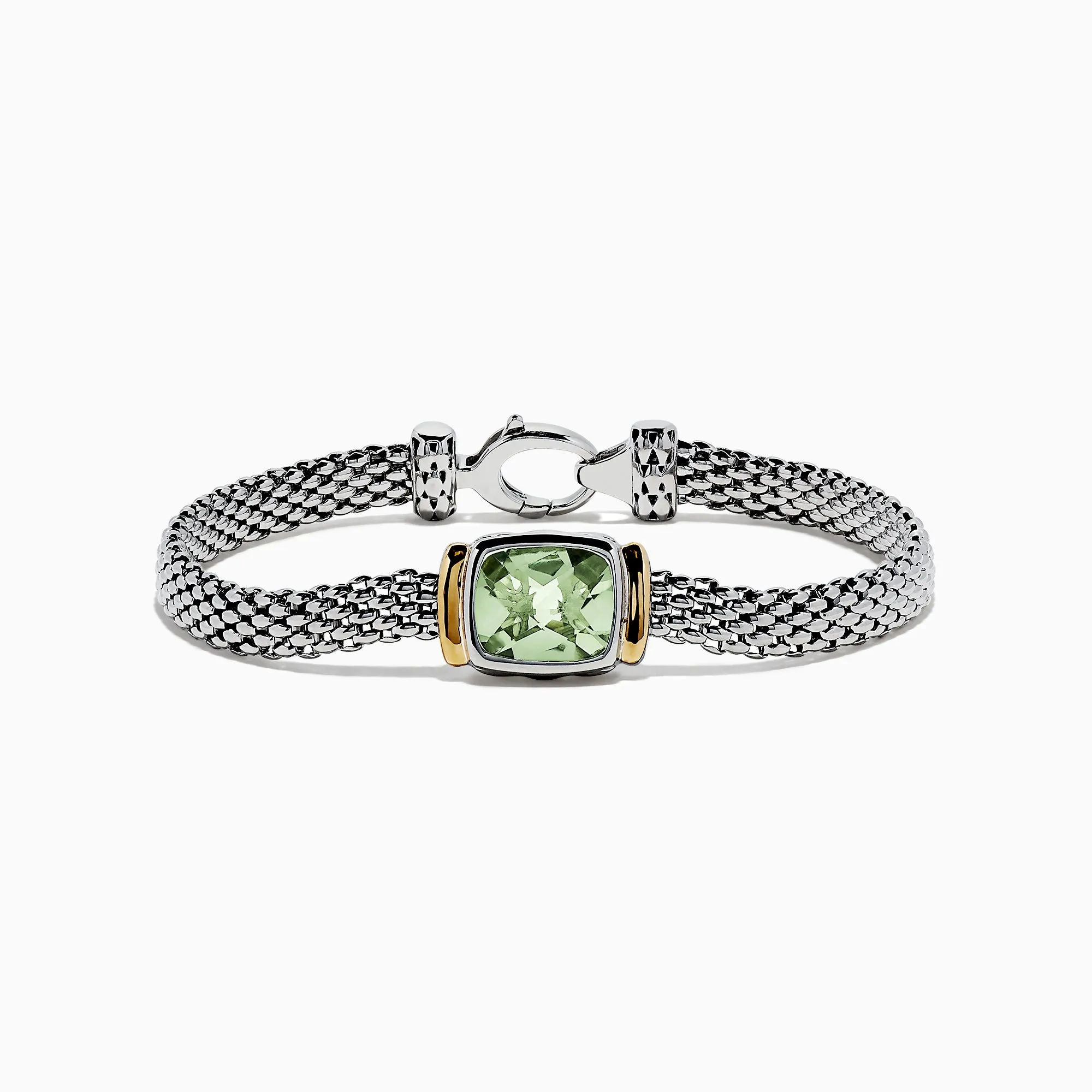 925 Sterling Silver & 18K Gold Green Amethyst Bracelet, 4.70 TCW sold by Effy