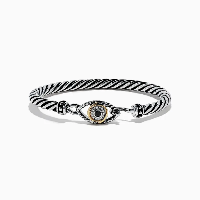 Sterling Silver Sapphire and Diamond Evil Eye Bangle, 0.20 TW sold by Effy