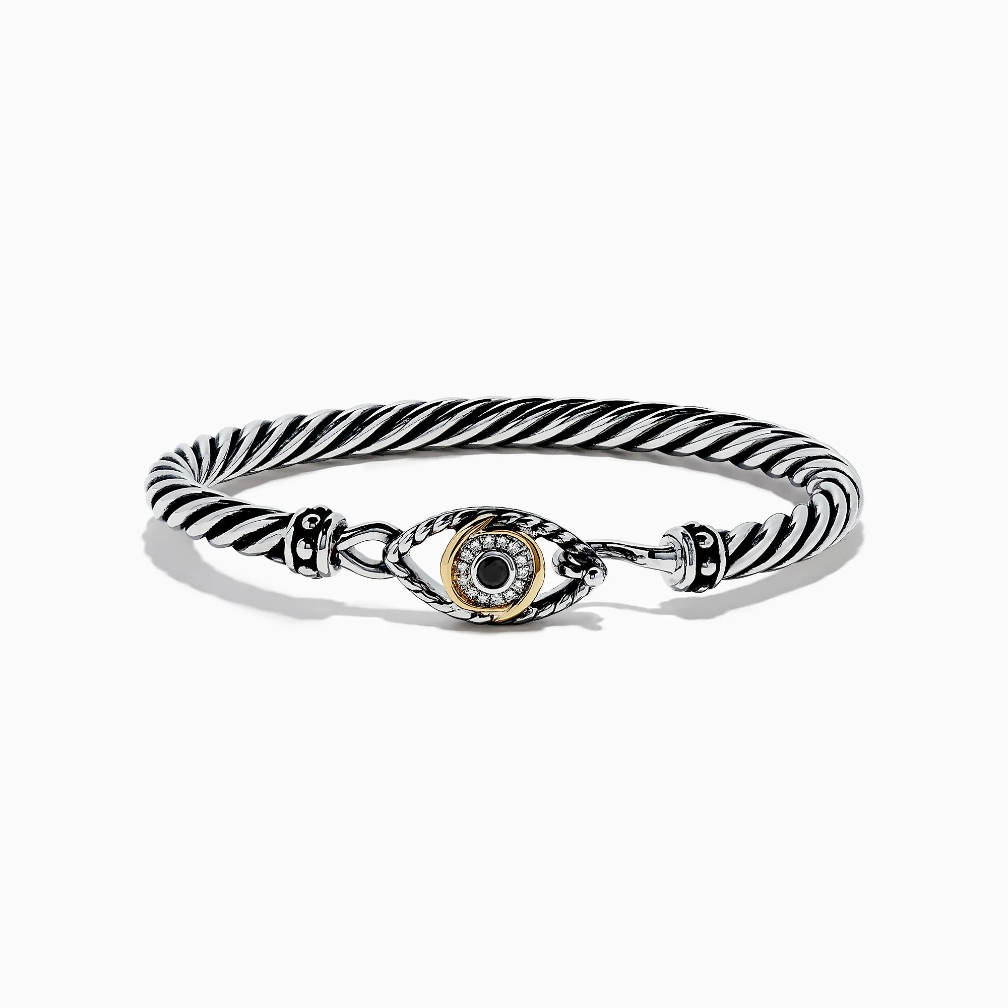 Sterling Silver Sapphire and Diamond Evil Eye Bangle, 0.20 TW sold by Effy