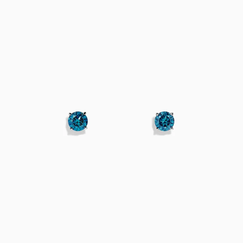Bella Bleu 14K White Gold Blue Diamond Stud Earrings, 0.49 TCW sold by Effy