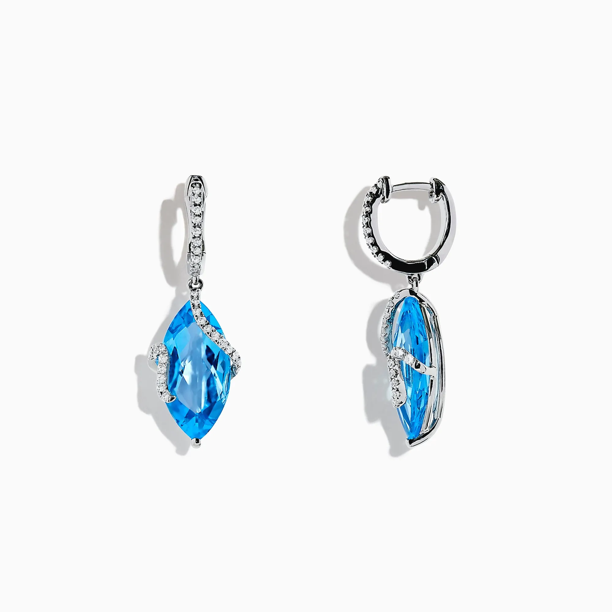 Ocean Bleu 14K White Gold Blue Topaz and Diamond Earrings, 13.98 TCW sold by Effy product image thumbnail 2