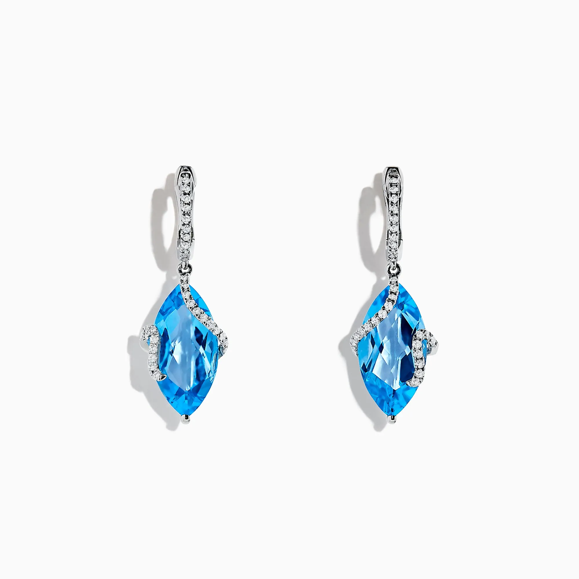 Ocean Bleu 14K White Gold Blue Topaz and Diamond Earrings, 13.98 TCW sold by Effy