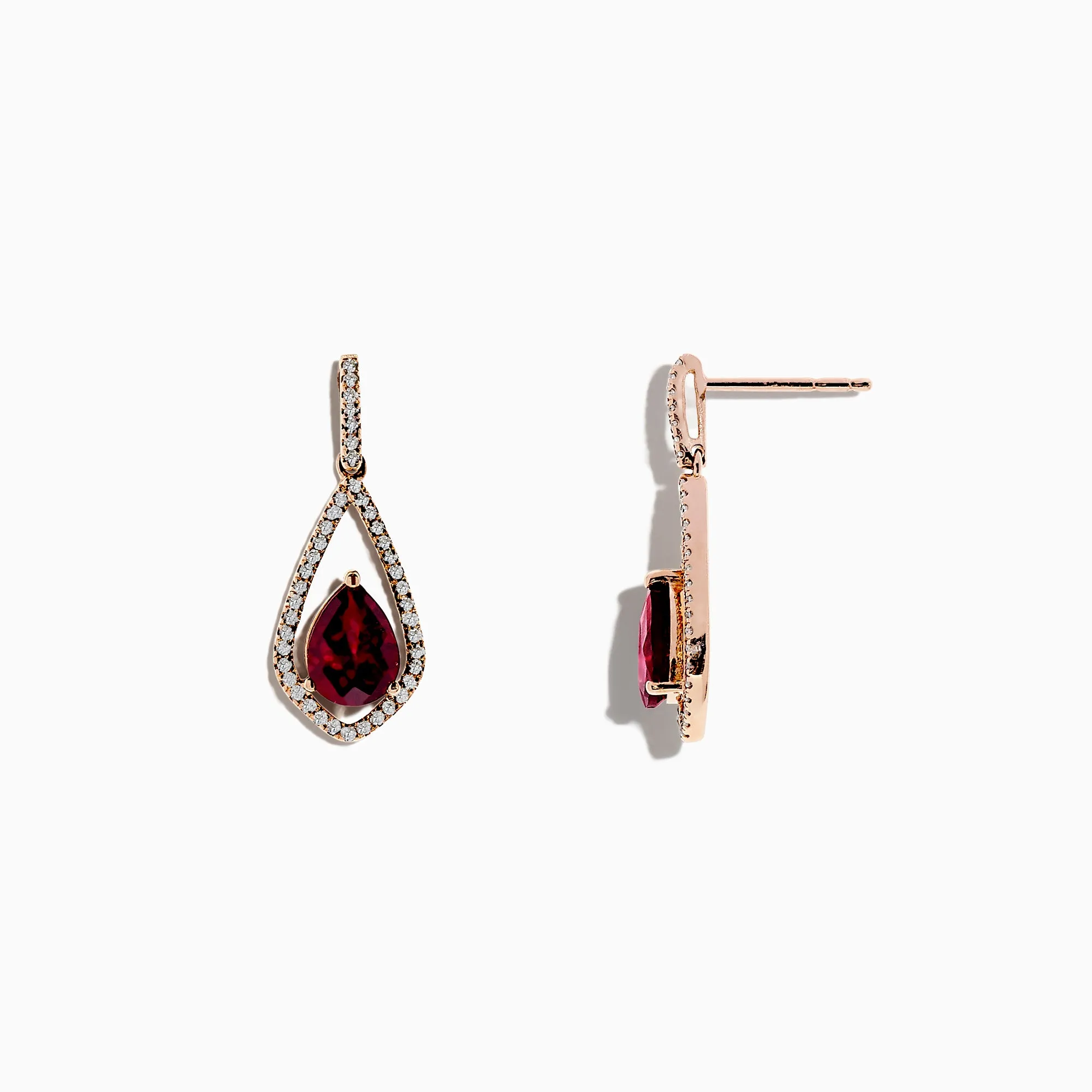 Bordeaux 14K Rose Gold Rhodolite Garnet and Diamond Earrings, 2.79 TCW sold by Effy product image thumbnail 2
