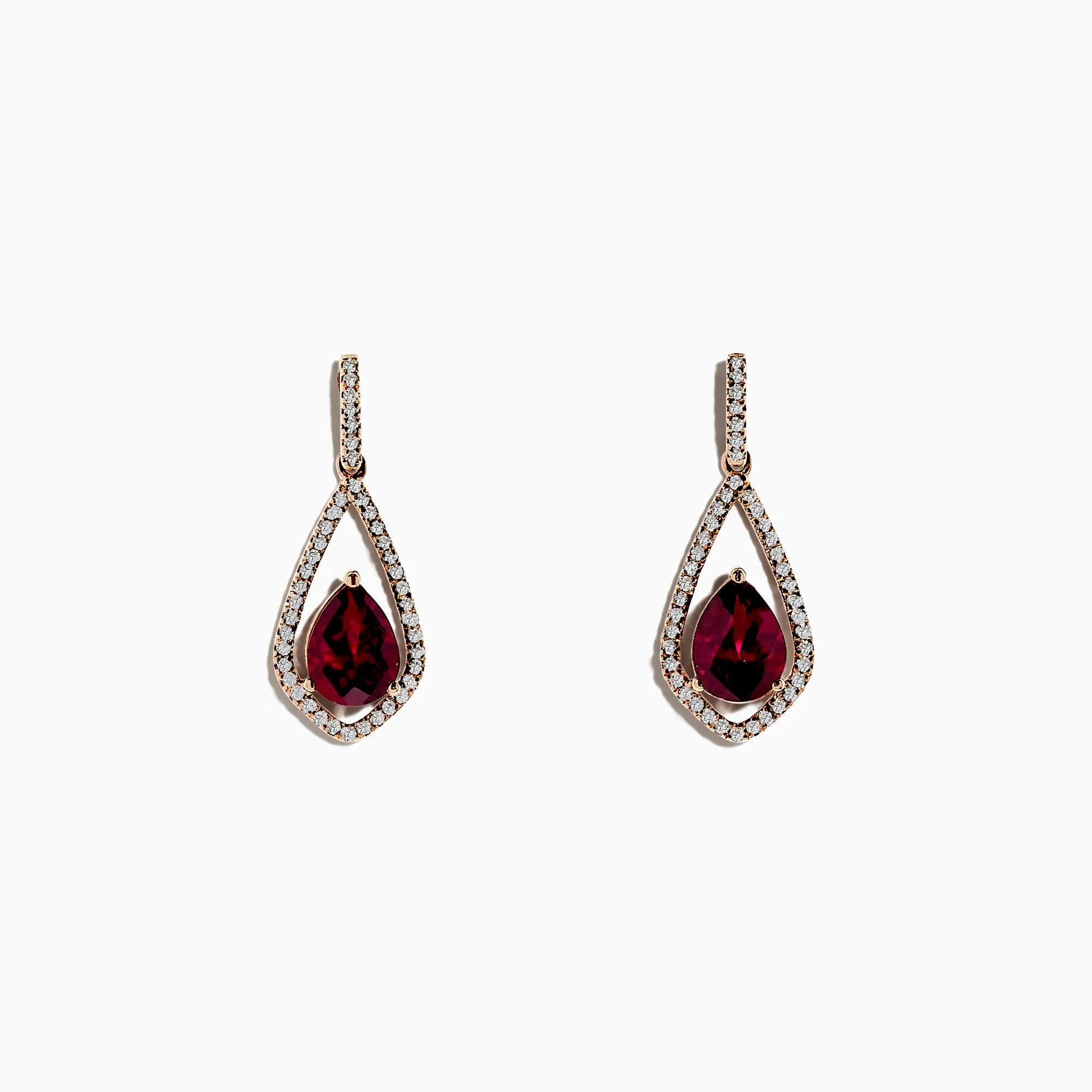 Bordeaux 14K Rose Gold Rhodolite Garnet and Diamond Earrings, 2.79 TCW sold by Effy