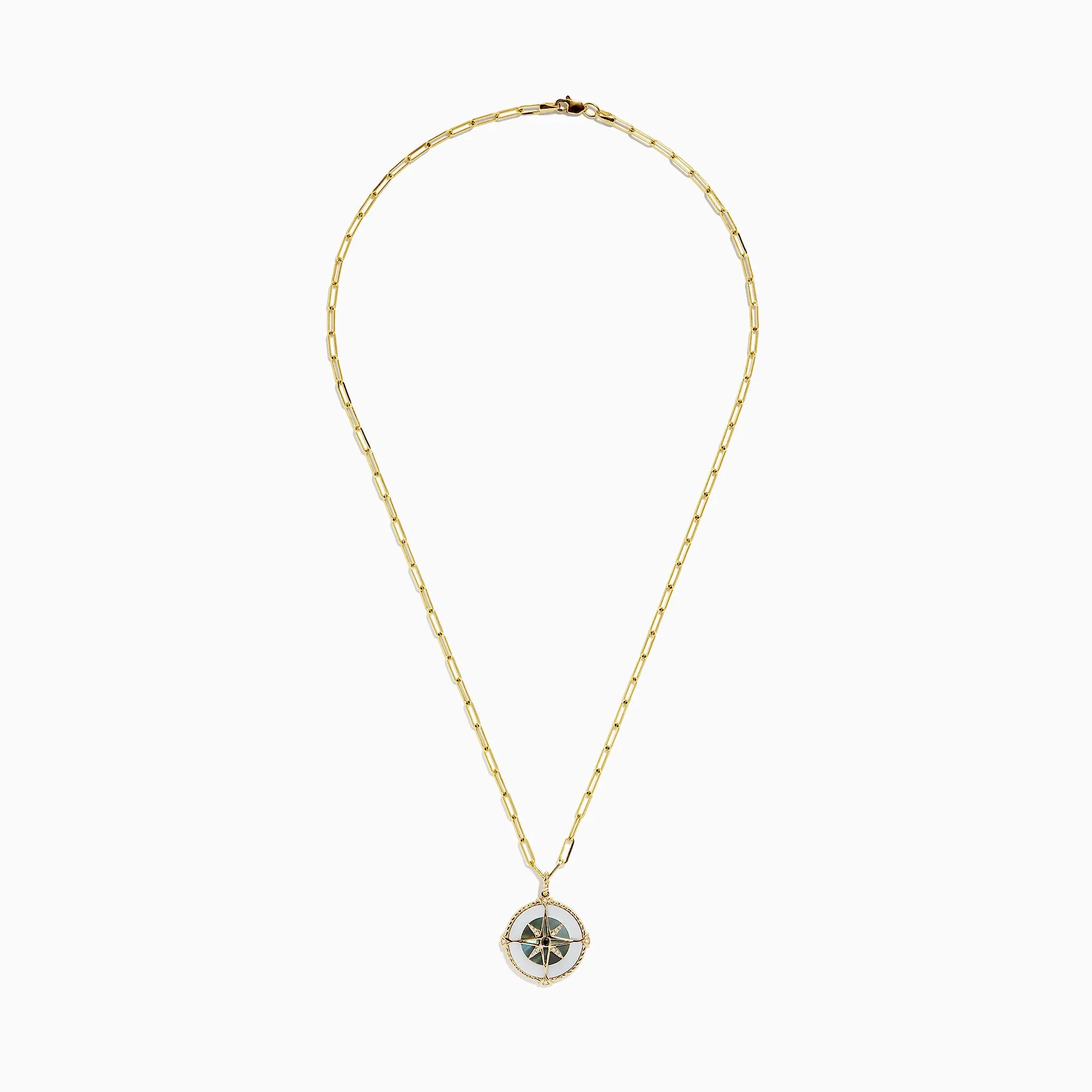 Novelty 14K Gold Multi Gemstone and Diamond Compass Pendant, 0.08 TCW sold by Effy product image thumbnail 2