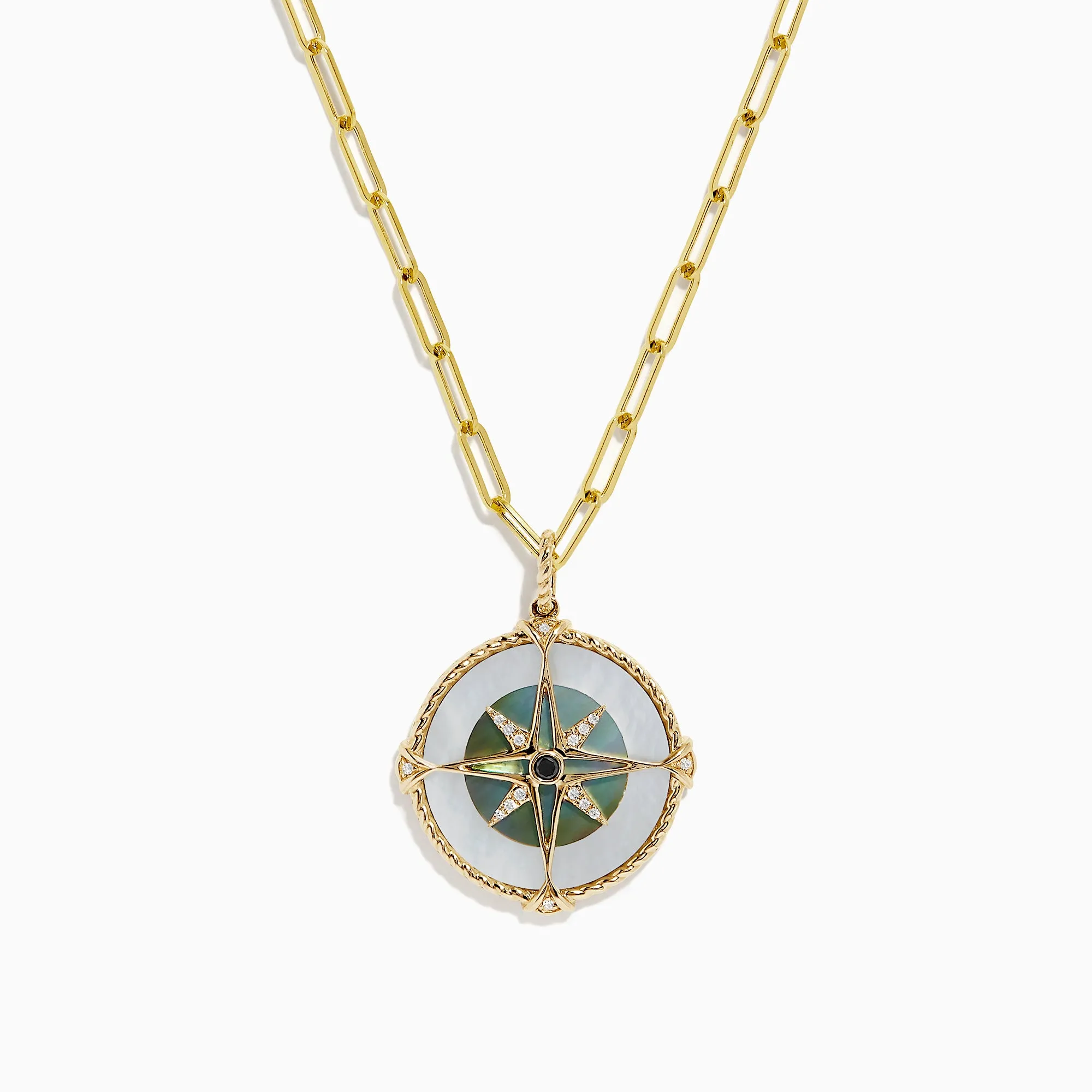 Novelty 14K Gold Multi Gemstone and Diamond Compass Pendant, 0.08 TCW sold by Effy