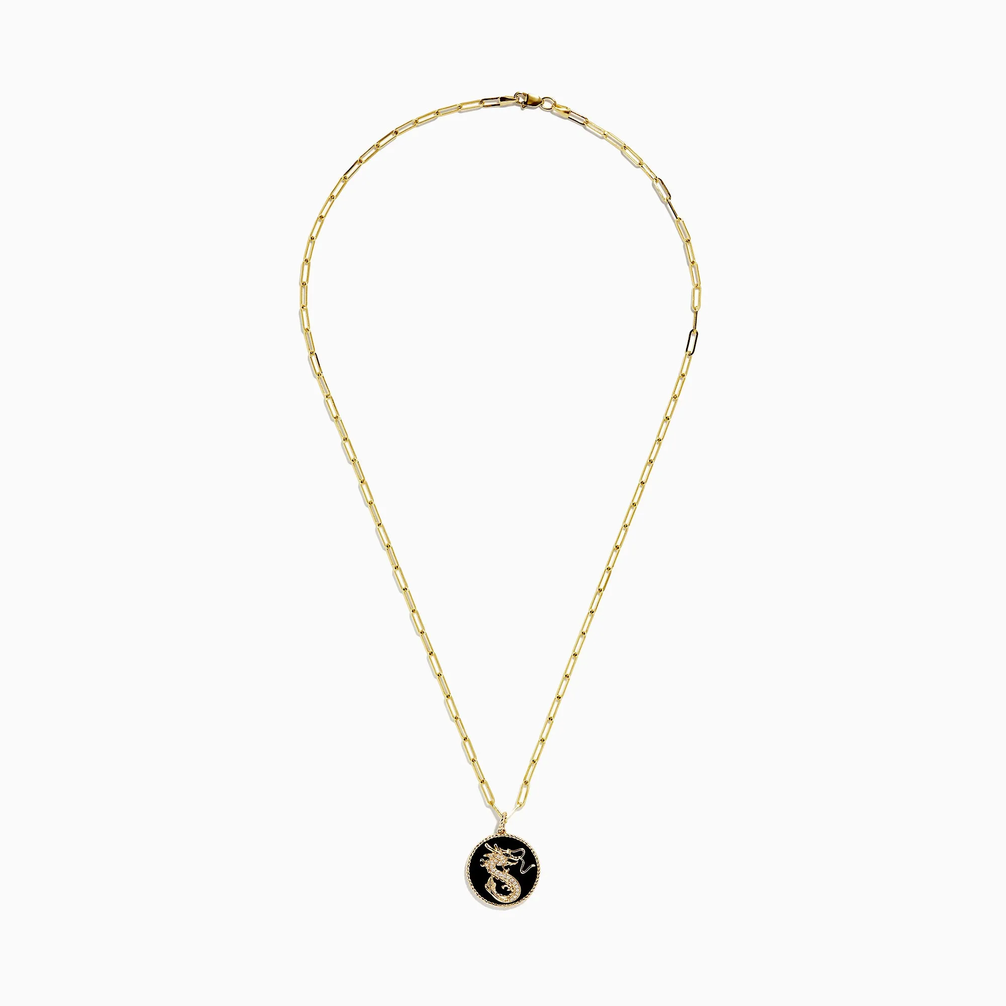 Novelty 14K Yellow Gold Onyx and Diamond Dragon Coin Pendant, 4.62 TCW sold by Effy product image thumbnail 2