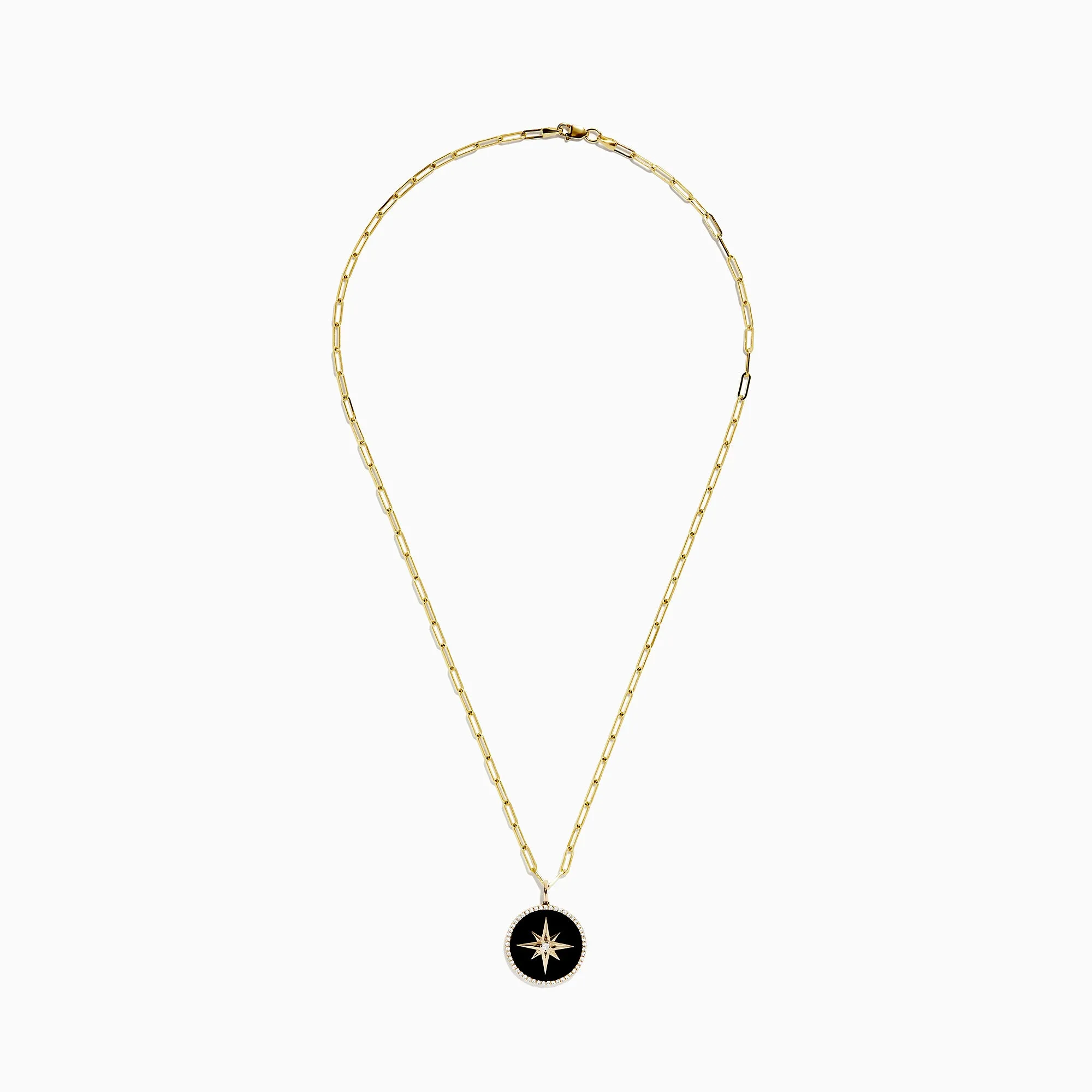 Novelty 14K Yellow Gold Onyx and Diamond Star Coin Pendant, 4.49 TCW sold by Effy product image thumbnail 2