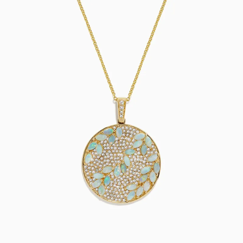 Aurora 14K Yellow Gold Opal and Diamond Filagree Pendant, 3.76 TCW sold by Effy