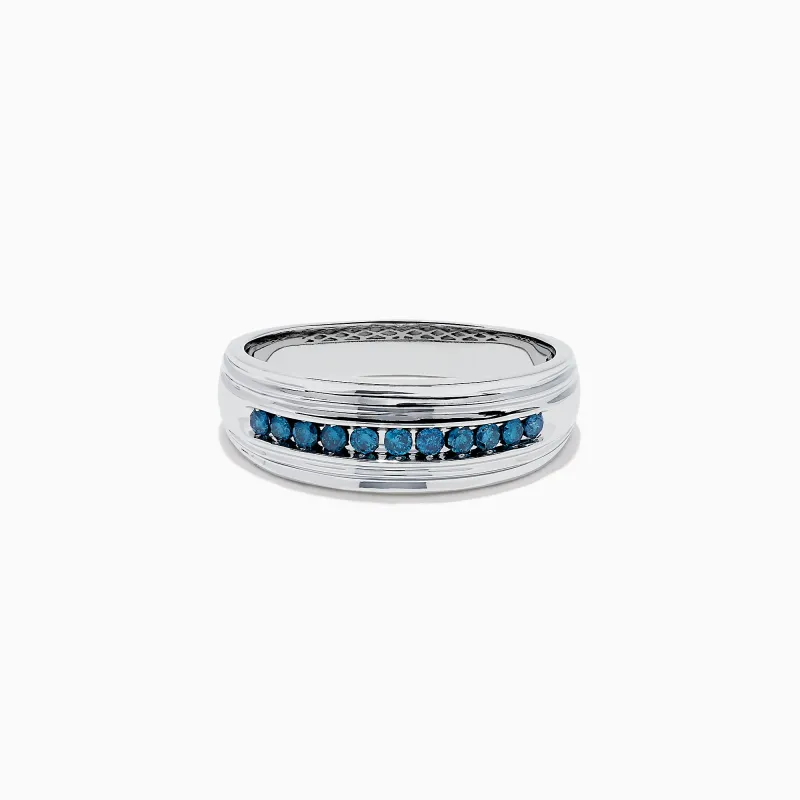 Men's 14K White Gold Blue Diamond Ring, 0.24 TCW sold by Effy
