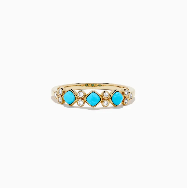 14K Yellow Gold Turquoise and Diamond Ring, 0.39 TCW sold by Effy