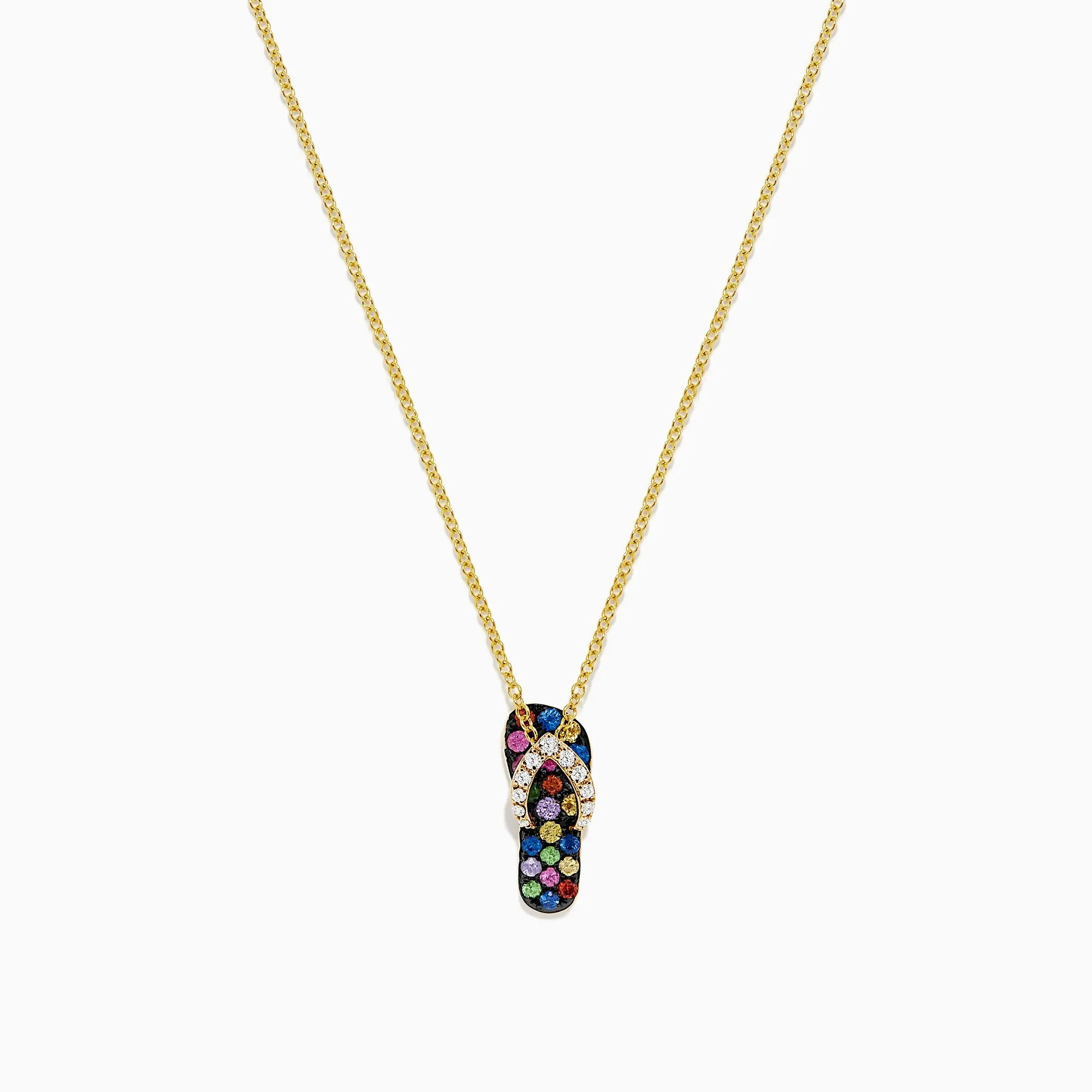 14K Gold Multi Sapphire and Diamond Flip Flop Pendant, 0.53 TCW sold by Effy