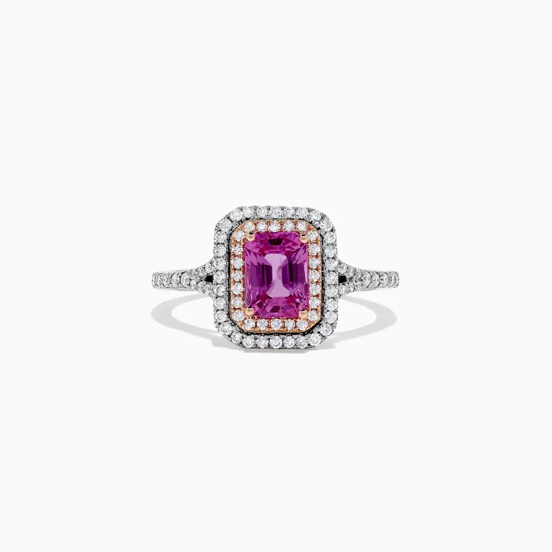 14K Two Tone Gold Pink Sapphire and Diamond Ring, 1.43 TCW sold by Effy