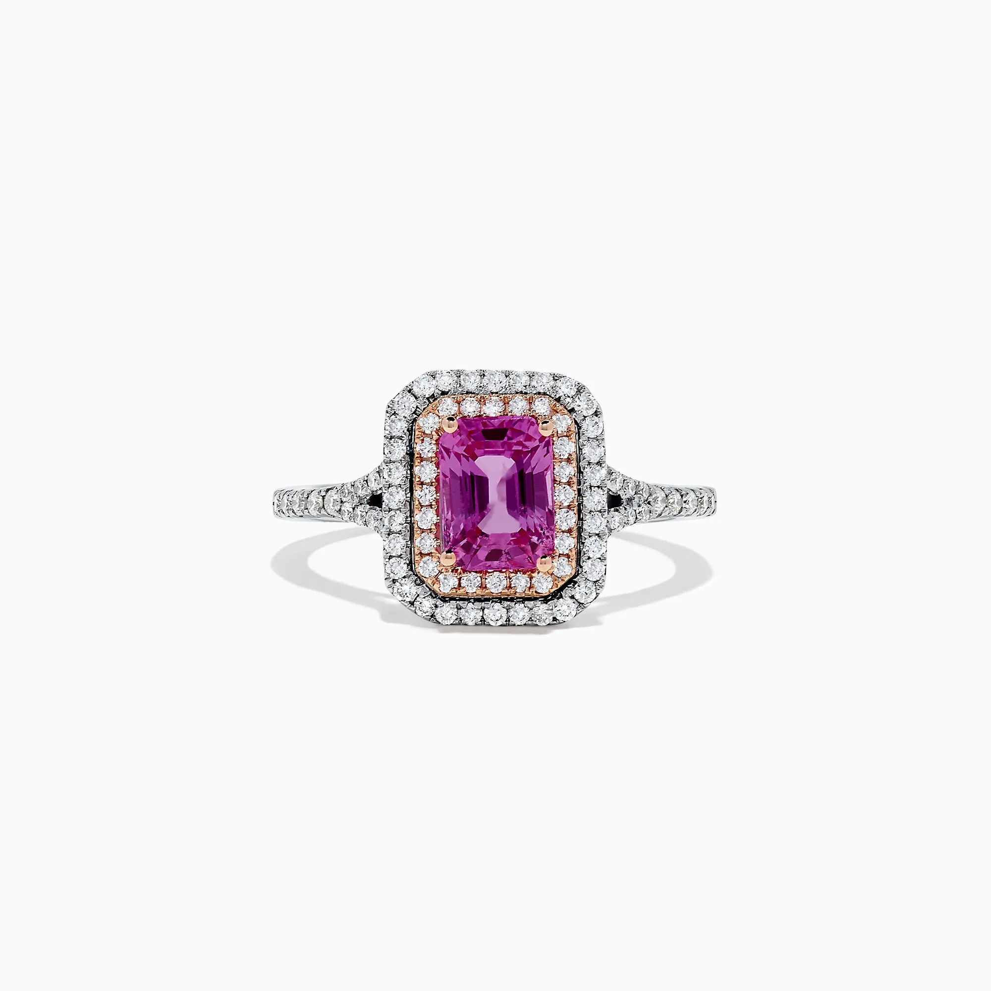 14K Two Tone Gold Pink Sapphire and Diamond Ring, 1.43 TCW sold by Effy