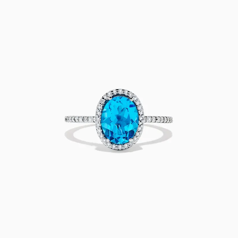 Ocean Bleu 14K White Gold Blue Topaz and Diamond Ring, 2.51 TCW sold by Effy