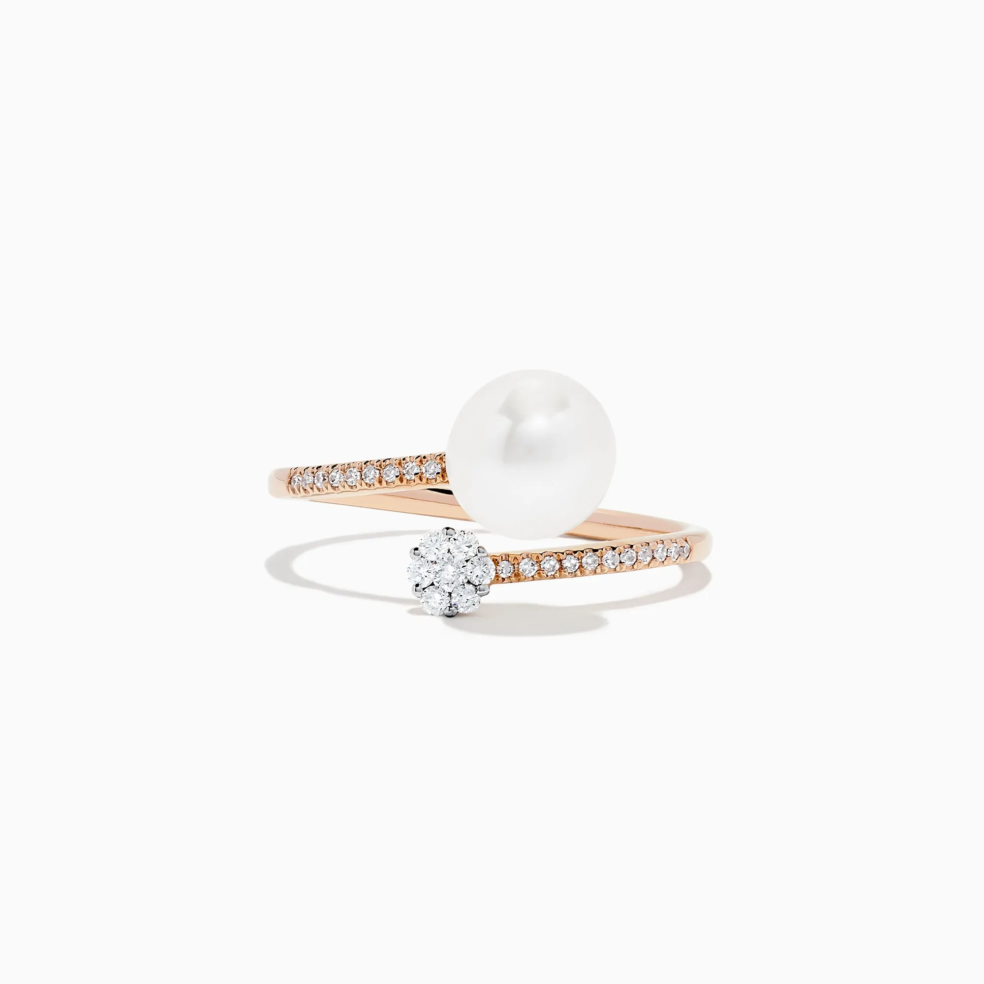 14K Rose Gold Pearl and Diamond Wrap Ring, 0.13 TCW sold by Effy