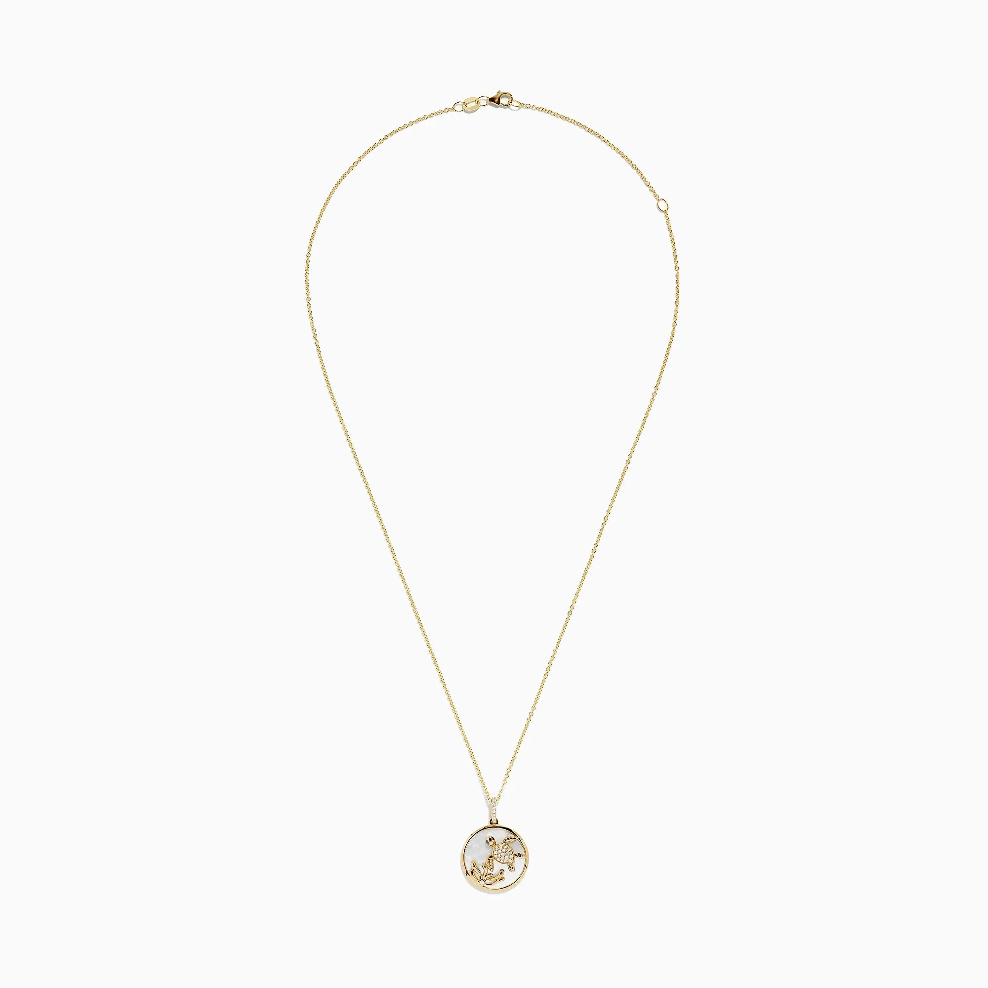 14K Yellow Gold Mother of Pearl and Diamond Turtle Pendant, 0.13 TCW sold by Effy product image thumbnail 2