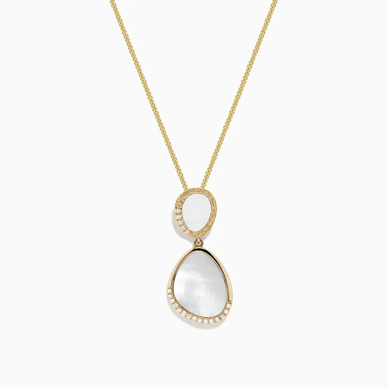 14K Yellow Gold Mother of Pearl and Diamond Pendant, 0.08 TCW sold by Effy