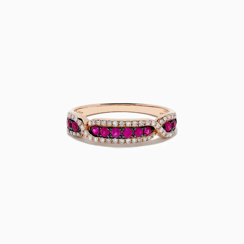 Ruby Royale 14K Rose Gold Pave Ruby and Diamond Band, 0.44 TCW sold by Effy