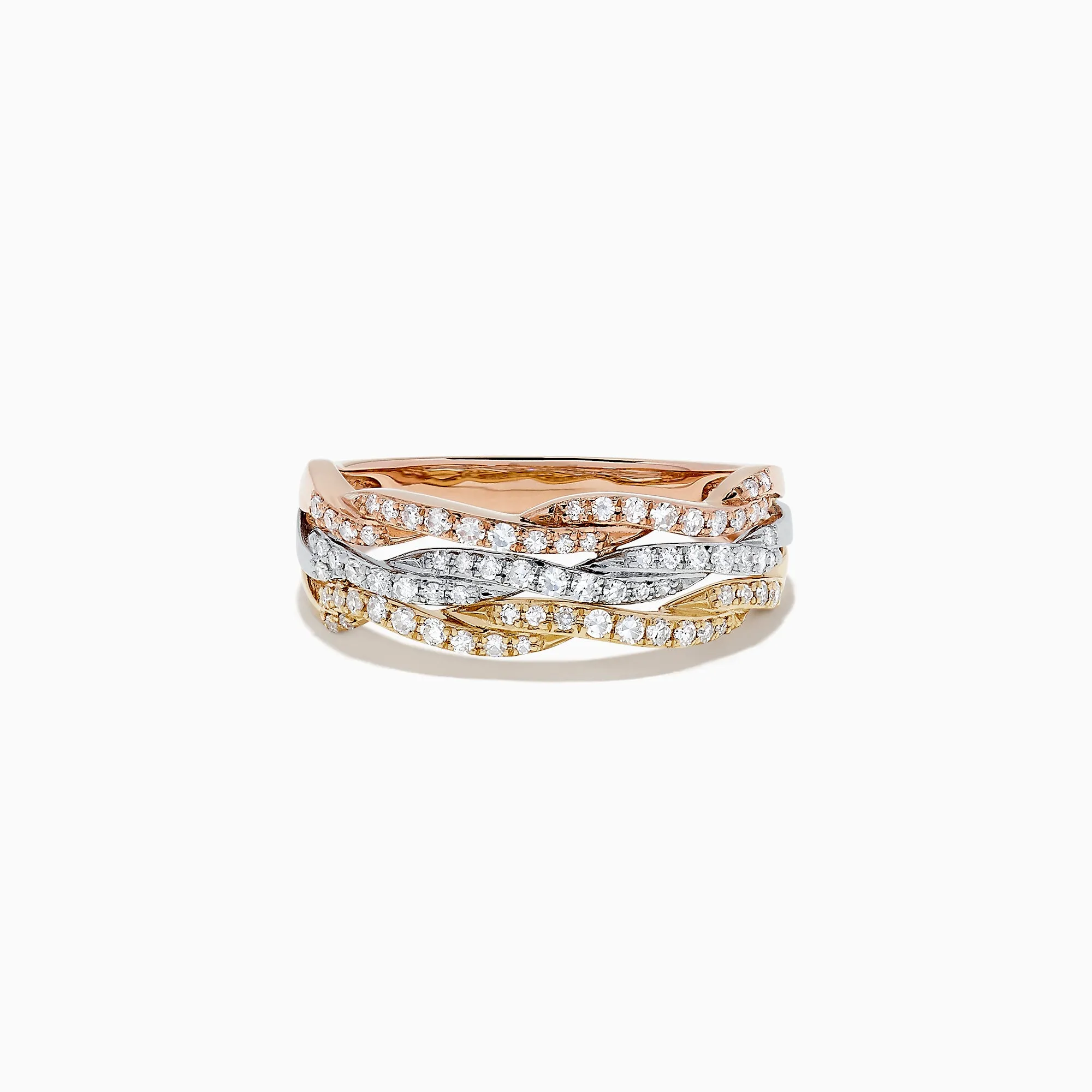 Trio 14K Tri Tone Gold Diamond Ring, 0.34 TCW sold by Effy