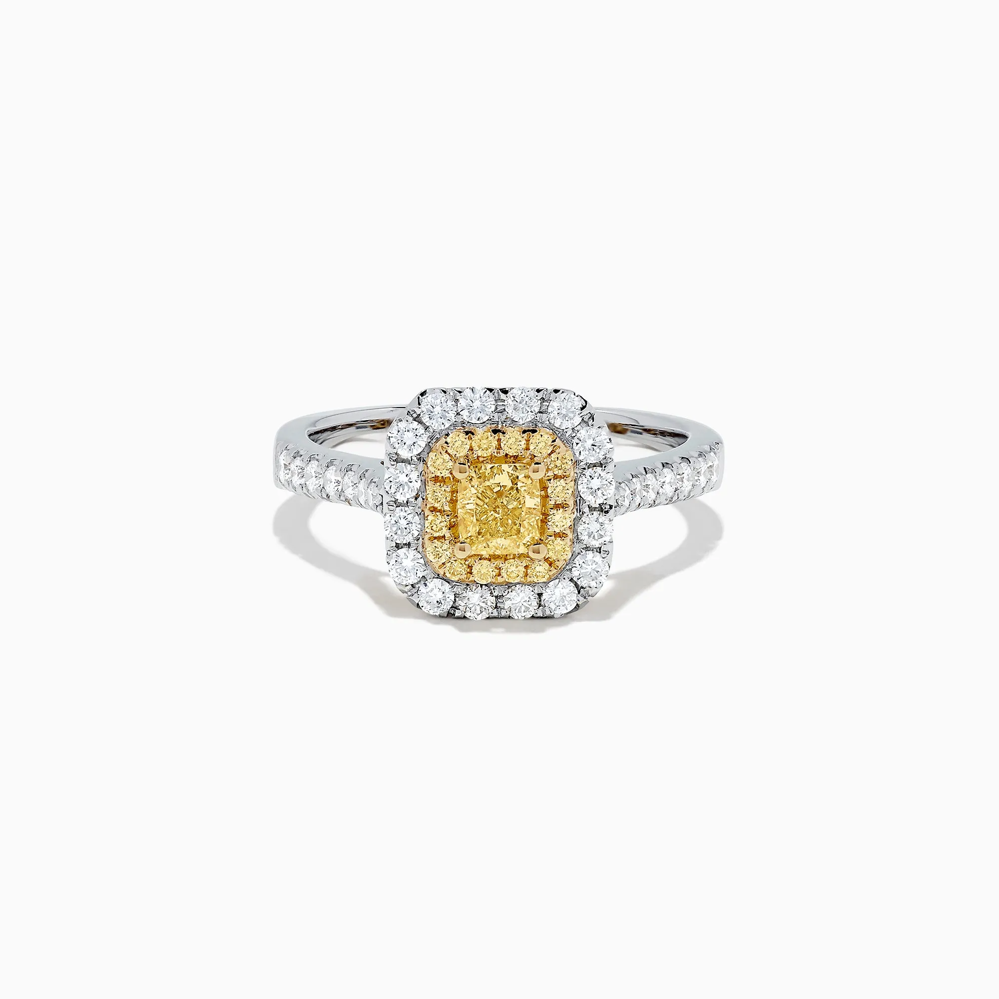 Canare 18K Two Tone Gold Cushion Double Halo Yellow Diamond Ring, 0.97 TCW sold by Effy