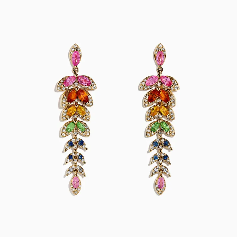 Watercolors 14K Gold Multi Sapphire and Diamond Earrings, 3.65 TCW sold by Effy