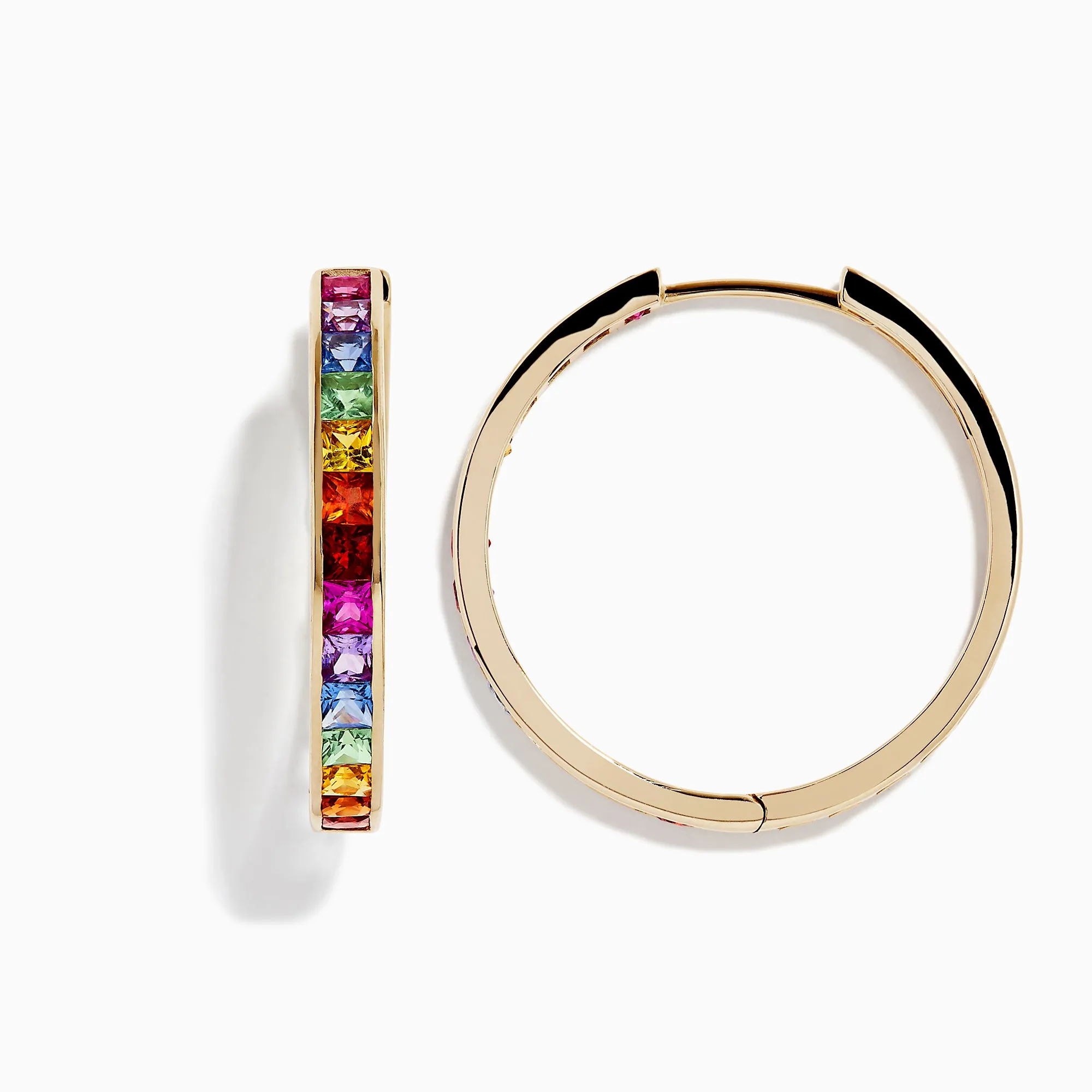 Watercolors 14K Yellow Gold Multi Sapphire 1" Hoop Earrings, 4.79 TCW sold by Effy product image thumbnail 2