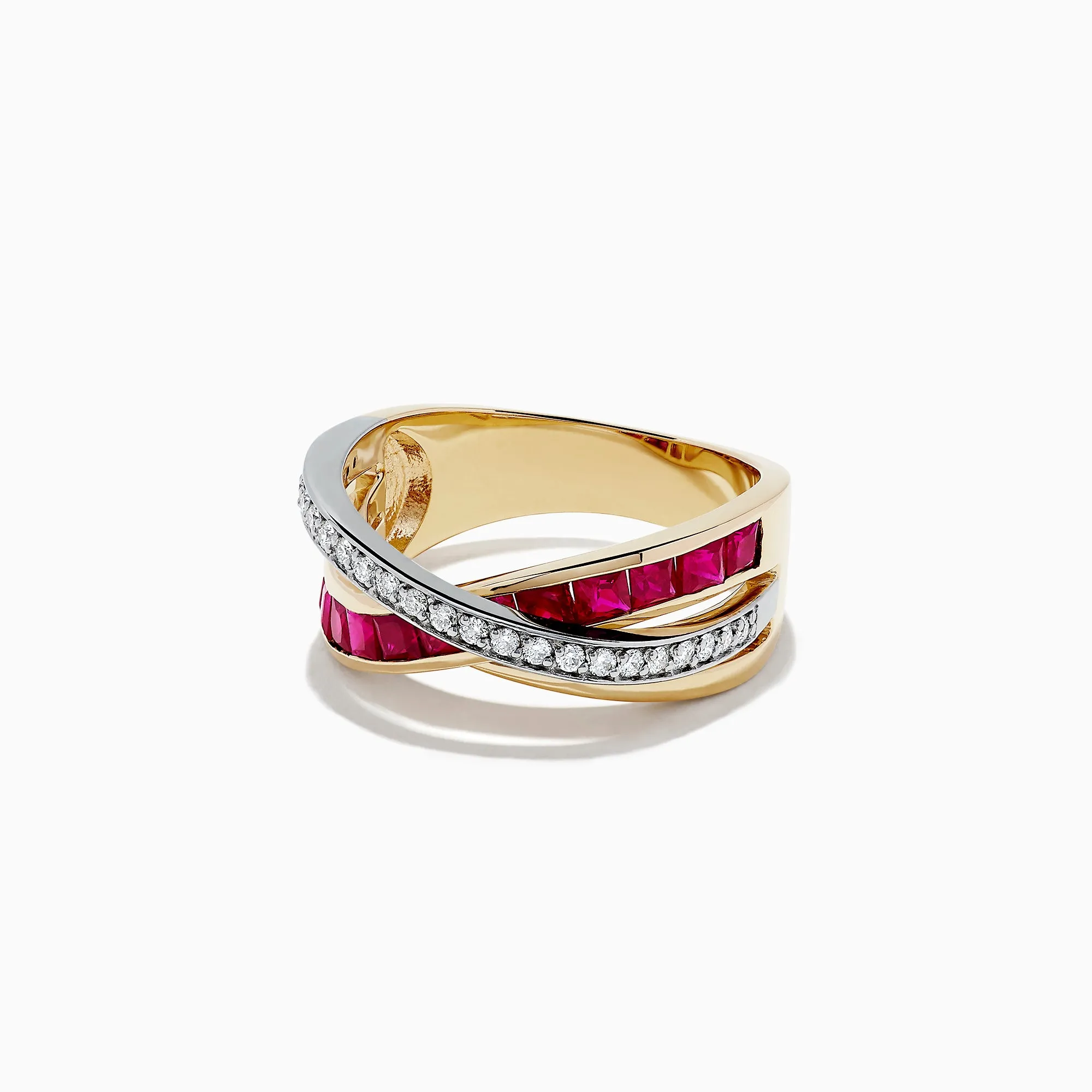 Ruby Royale 14K Two Tone Gold Ruby and Diamond Crossover Band, 1.48 TCW sold by Effy product image thumbnail 2