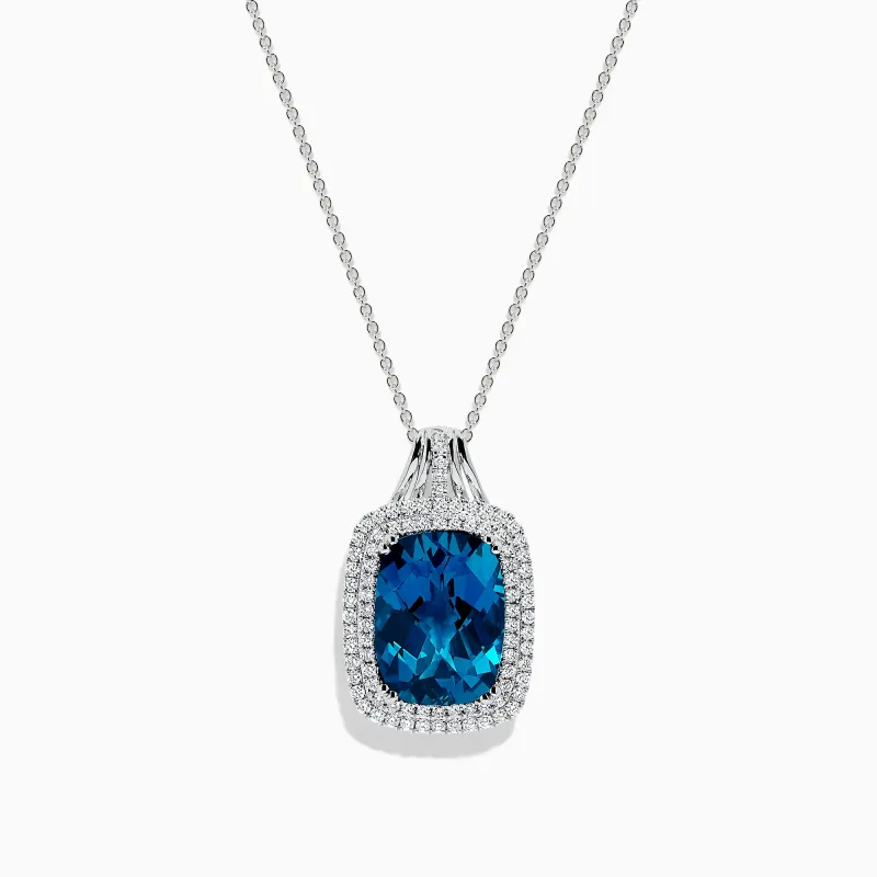Ocean Bleu 14K Gold London Blue Topaz and Diamond Pendant, 12.45 TCW sold by Effy