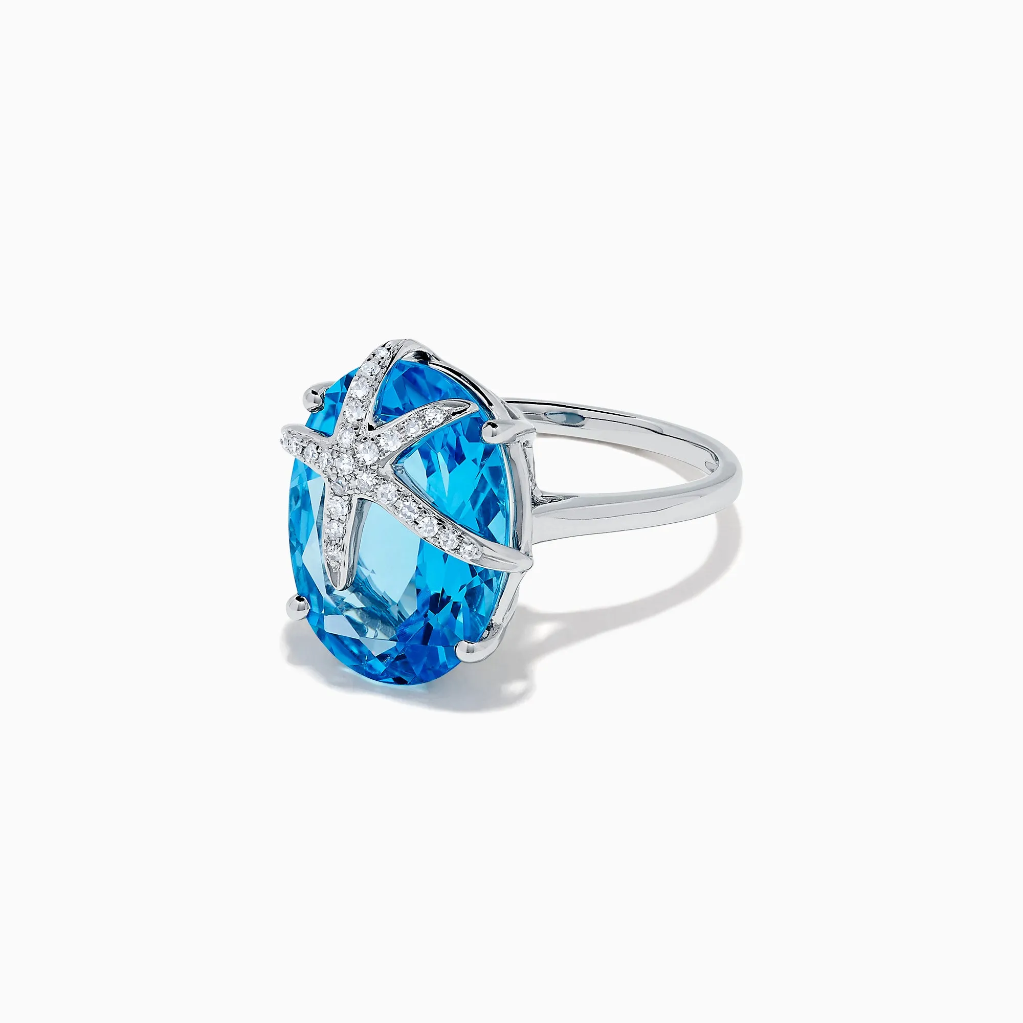 Seaside 14K Gold Blue Topaz and Diamond Starfish Ring, 13.74 TCW sold by Effy product image thumbnail 2