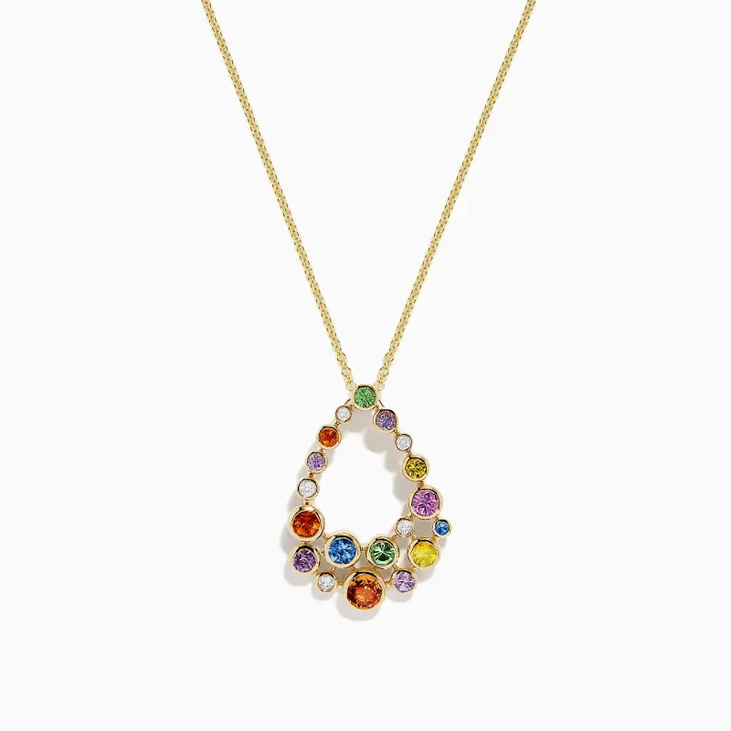 Watercolors 14K Gold Multi Sapphire and Diamond Pendant, 1.47 TCW sold by Effy