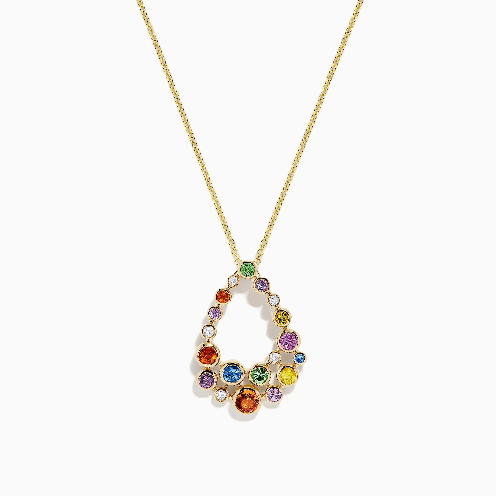 Watercolors 14K Gold Multi Sapphire and Diamond Pendant, 1.47 TCW sold by Effy