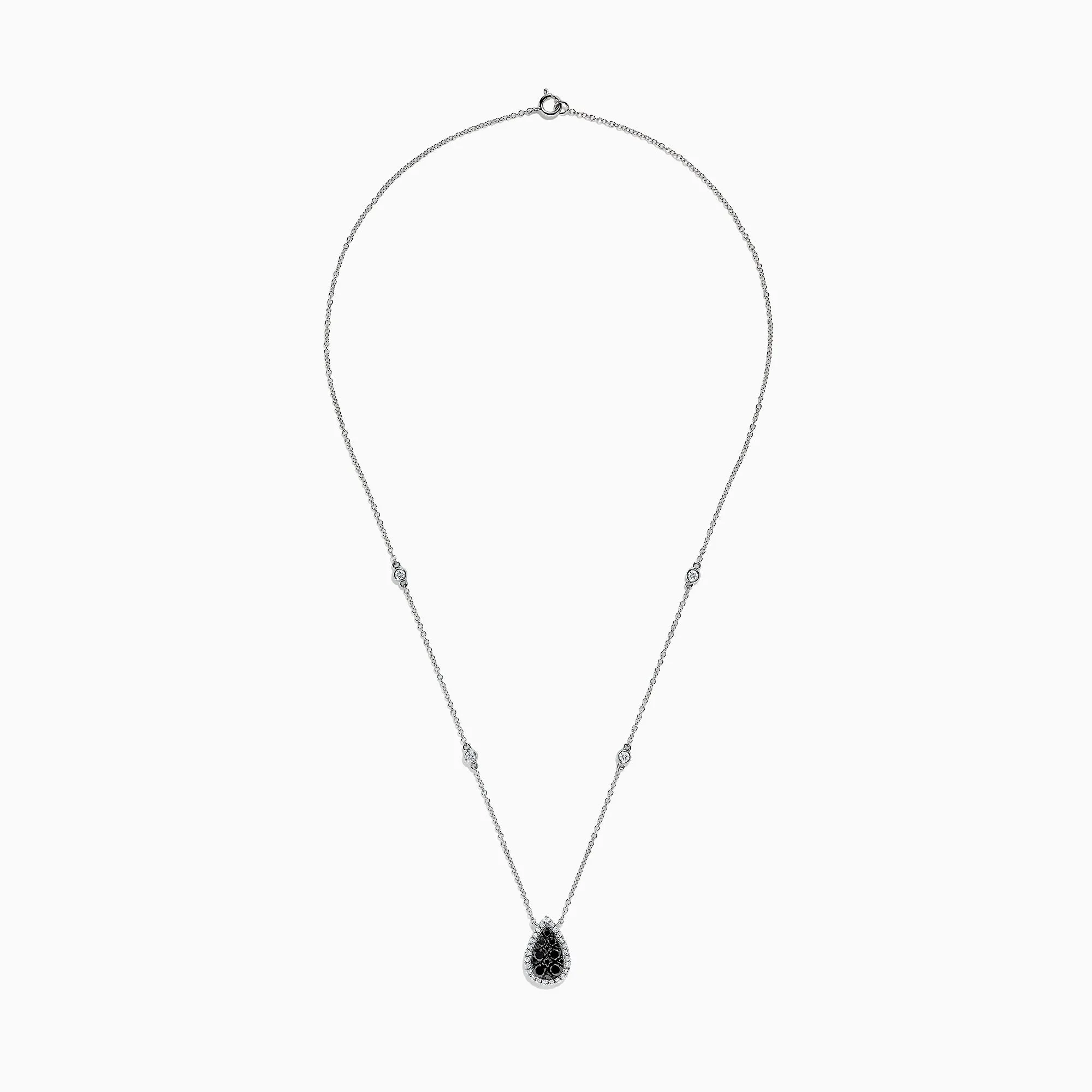 14K White Gold Black and White Diamond Pear Shaped Necklace, 1.09 TCW sold by Effy product image thumbnail 2